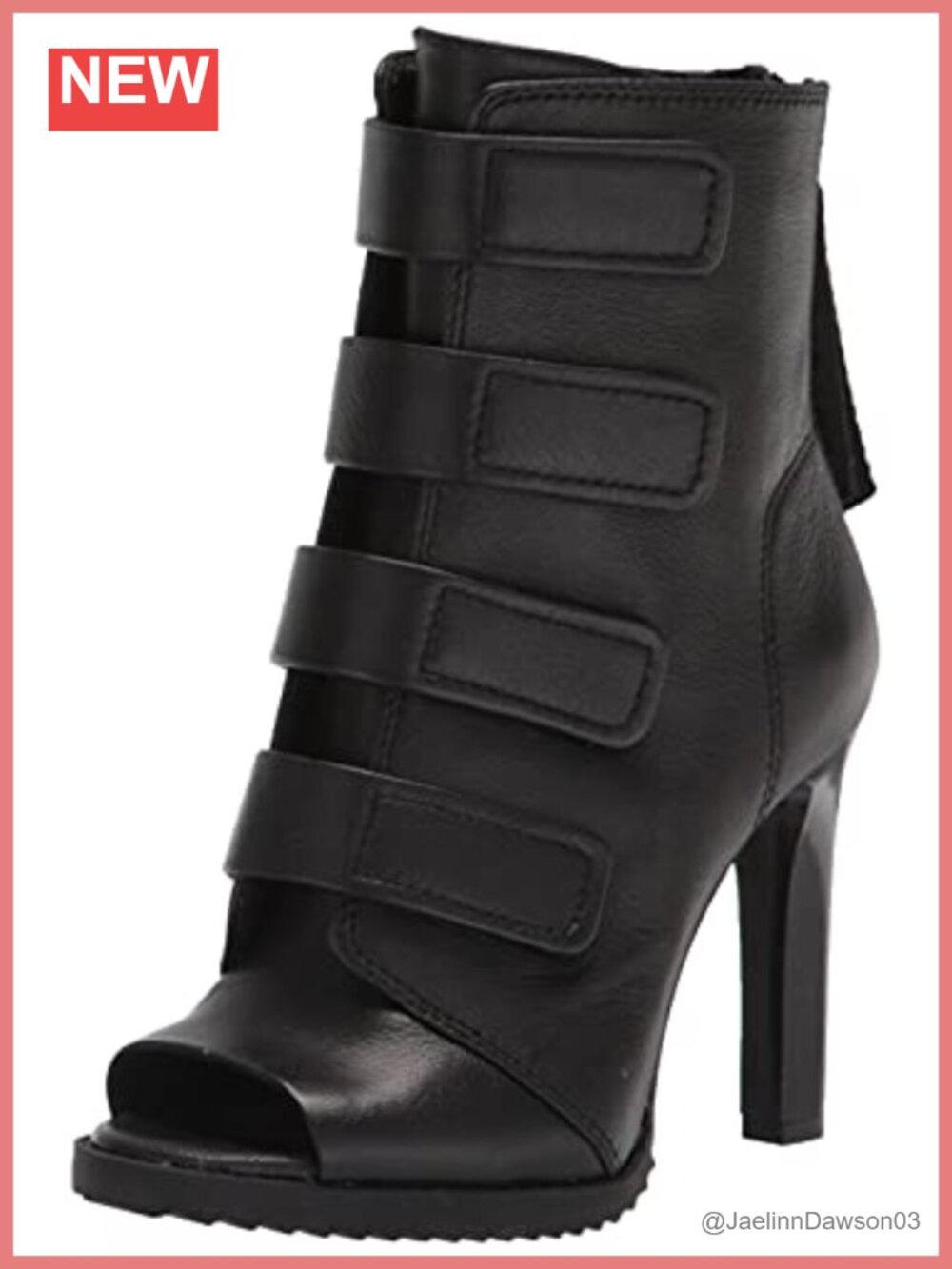 DKNY Leather Peep Toe Heeled Bootie Ankle Boots Zip